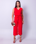 Conjunto  Blusa Regata Gola V E Calça Pantacourt - Celita - Vermelho