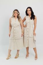Vestido Midi Aurora Bege