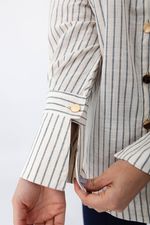 Camisa Regina Azul Marinho Listrada