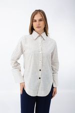 Camisa Regina Azul Marinho Listrada