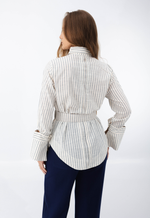 Camisa Regina Azul Marinho Listrada