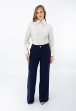 Camisa Regina Azul Marinho Listrada