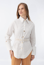 Camisa Regina Caramelo Listrada
