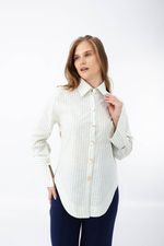 Camisa Regina Verde Água Listrada