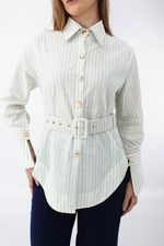 Camisa Regina Verde Água Listrada