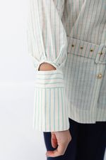 Camisa Regina Verde Água Listrada