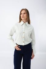 Camisa Regina Verde Água Listrada