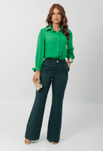 Calça Alessandra Verde Risca de Giz