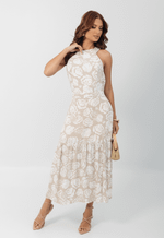 Vestido Adriane Bege Floral