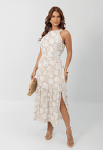 Vestido Adriane Bege Floral