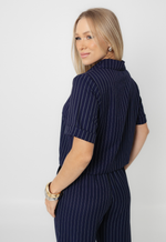 Conjunto Núbia Risca de Giz Azul Marinho 