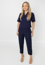 Conjunto Núbia Risca de Giz Azul Marinho 