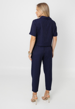 Conjunto Núbia Risca de Giz Azul Marinho 