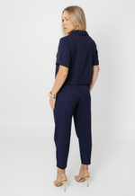 Conjunto Núbia Risca de Giz Azul Marinho 