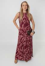 Vestido Débora Vinho Estampado 