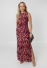 Vestido Débora Vinho Estampado 