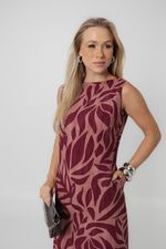 Vestido Débora Vinho Estampado 