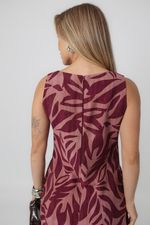 Vestido Débora Vinho Estampado 