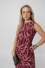 Vestido Débora Vinho Estampado 