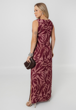 Vestido Débora Vinho Estampado 