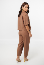 Conjunto Núbia Risca de Giz Marrom