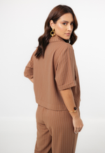 Conjunto Núbia Risca de Giz Marrom