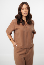 Conjunto Núbia Risca de Giz Marrom