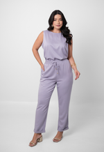 Conjunto de Calça Jogger e Blusa Regata em Viscose - Flávia - Cinza