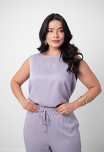 Conjunto de Calça Jogger e Blusa Regata em Viscose - Flávia - Cinza