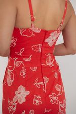 Macacão Ariana Linho Bordado Vermelho