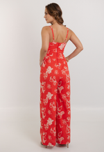 Macacão Ariana Linho Bordado Vermelho