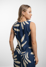 Vestido Débora Alfaiataria Kali Azul Estampado