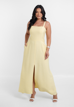 Vestido Marinês Amarelo Manteiga