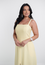 Vestido Marinês Amarelo Manteiga