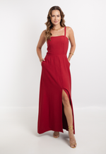 Vestido Marinês Vermelho Bordô