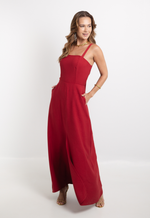 Vestido Marinês Vermelho Bordô