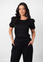 Conjunto Larissa Malha Canelada Preto