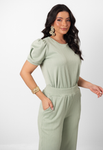 Conjunto Larissa Malha Canelada Verde Chá