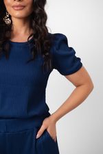 Conjunto Larissa Malha Canelada Azul Marinho