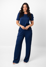 Conjunto Larissa Malha Canelada Azul Marinho