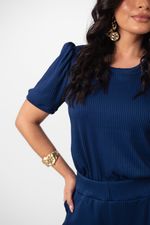 Conjunto Larissa Malha Canelada Azul Marinho