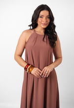 Vestido Naty Marrom Bordô