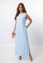 Vestido Débora Azul Bebê Quadriculado