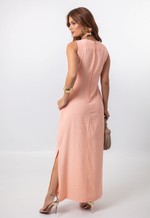 Vestido Débora Pêssego Quadriculado