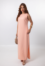 Vestido Débora Pêssego Quadriculado