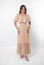 Vestido Laura Bordado Bege