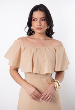 Vestido Laura Bordado Bege