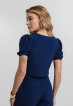 Blusa Cecília Alfaiataria Mari Azul Marinho 