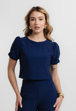 Blusa Cecília Alfaiataria Mari Azul Marinho 