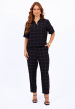 Conjunto Núbia Preto Quadriculado
